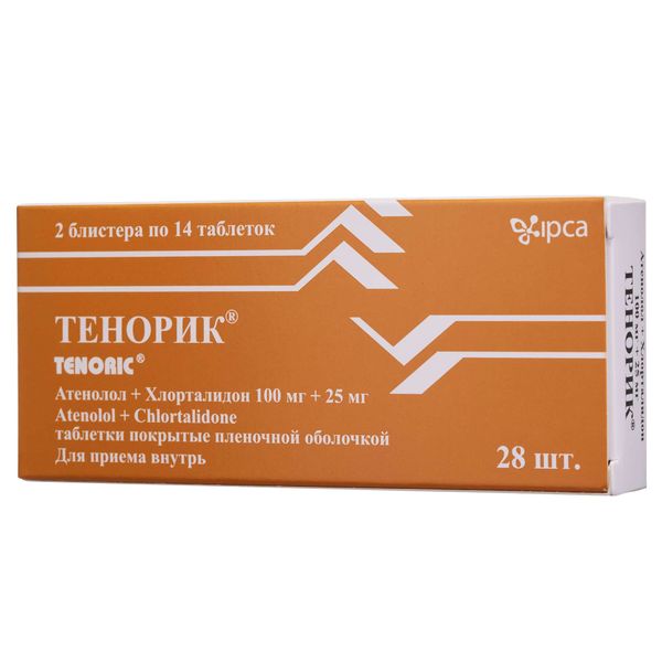Тенорик таблетки п/о плен. 100мг+25мг 28шт Тенорик таблетки п/о плен. 100мг+25мг 28шт