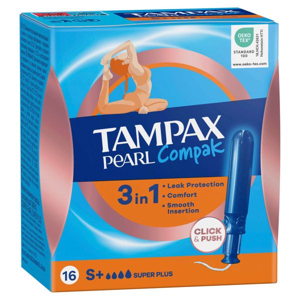 Тампоны гигиенические с аппликатором Super Plus Compak Pearl Tampax/Тампакс 16шт фото №2 Тампоны гигиенические с аппликатором Super Plus Compak Pearl Tampax/Тампакс 16шт фото №2