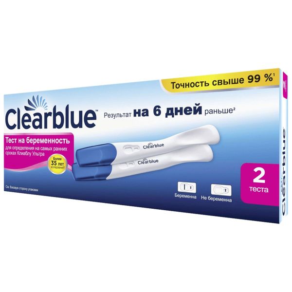 Тест для определения беременности на самых ранних сроках Ultra ClearBlue/КлиаБлу 2шт Тест для определения беременности на самых ранних сроках Ultra ClearBlue/КлиаБлу 2шт