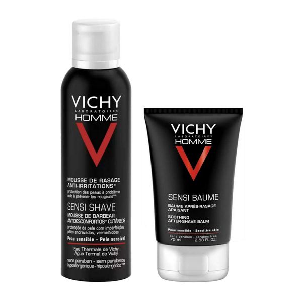 1X Пена для бритья против раздражения кожи Homme Vichy/Виши 200мл + 1X Бальзам после бритья cмягчающий Homme Sensi Baume Vichy/Виши 75мл 1X Пена для бритья против раздражения кожи Homme Vichy/Виши 200мл + 1X Бальзам после бритья cмягчающий Homme Sensi Baume Vichy/Виши 75мл
