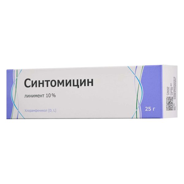 Синтомицин линимент туба 10% 25г Синтомицин линимент туба 10% 25г