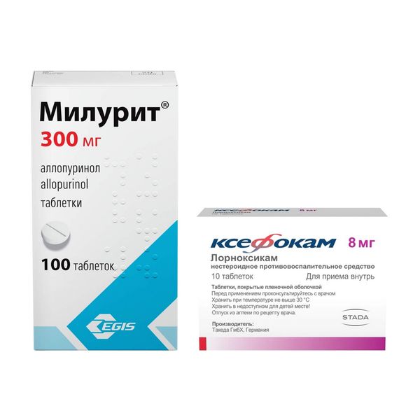 1X Милурит таблетки 300мг 100шт + 1X Ксефокам таблетки п/о плен. 8мг 10шт
