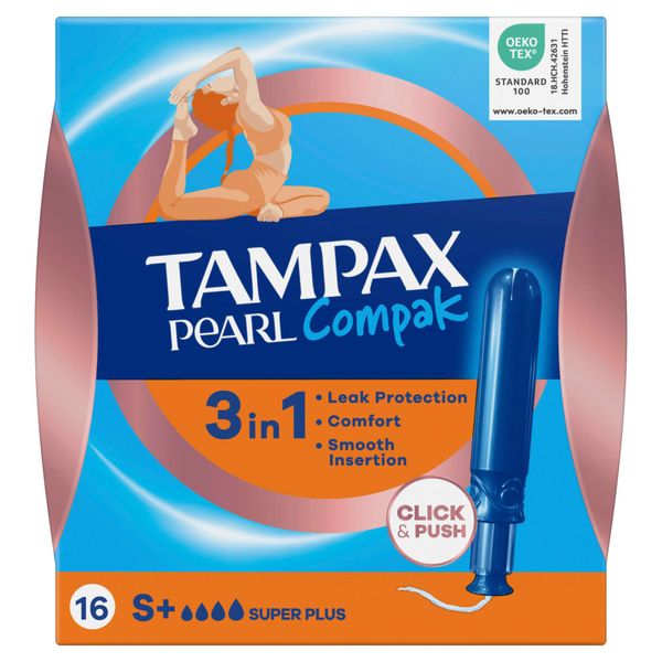 Тампоны гигиенические с аппликатором Super Plus Compak Pearl Tampax/Тампакс 16шт Тампоны гигиенические с аппликатором Super Plus Compak Pearl Tampax/Тампакс 16шт
