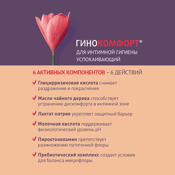 Гель для интимной гигиены моющий успокаивающий Гинокомфорт 200мл фото №3