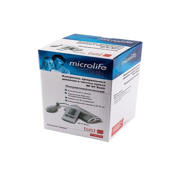 Тонометр полуавтоматический с принадлежностями Basic BP N1 Microlife/Микролайф фото №3