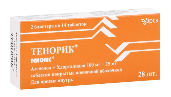 Тенорик таблетки п/о плен. 100мг+25мг 28шт