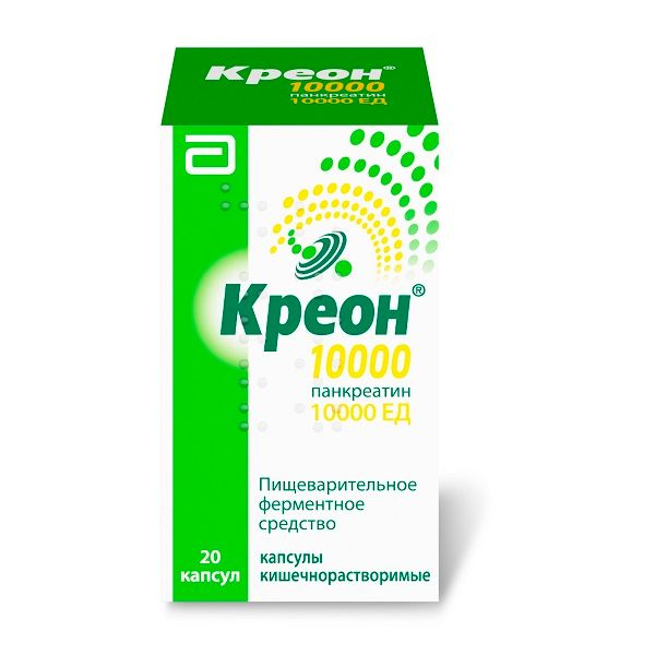 Креон 10000 капсулы кш/раств 150мг 20шт