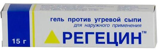 Гель против угревой сыпи Регецин 15г Гель против угревой сыпи Регецин 15г