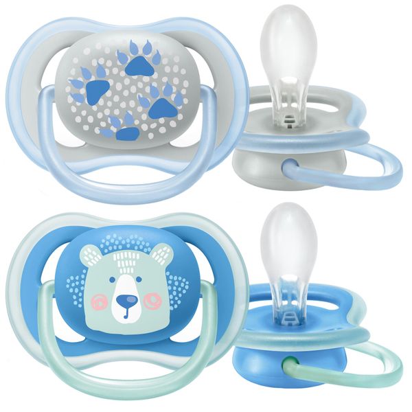 Соска-пустышка силиконовая ортодонтическая с футляром 6-18 мес. Ultra Air Philips Avent 2шт (SCF085/03)