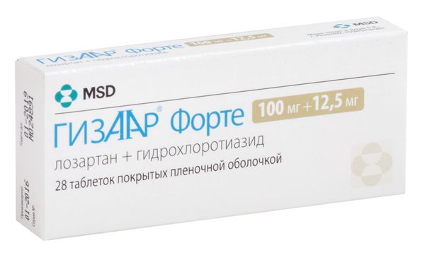 Гизаар Форте таблетки п/о плен. 100мг+12,5мг 28шт