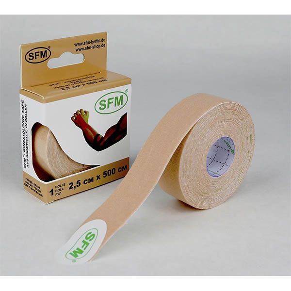 Тейп кинезиологическая на хлопковой основе в рулоне бежевый SFM-Plaster 2,5см х 500см