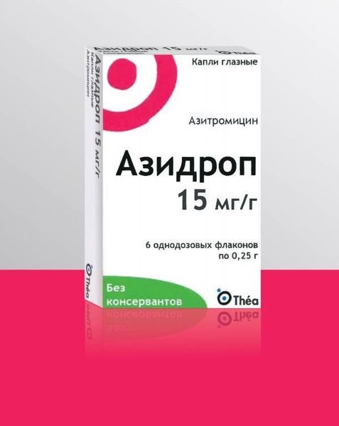 Азидроп капли глазные 15мг/г 250мг 6шт