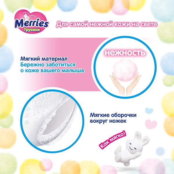 Подгузники-трусики для детей Merries/Меррис 6-10/6-11кг 58шт р.M фото №3