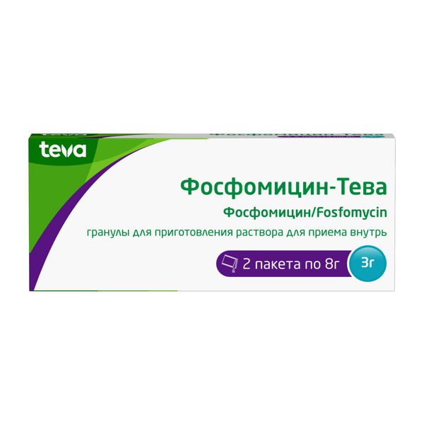 Фосфомицин-Тева гранулы для приг. раствора для приема внутрь пак. 3000мг 8г 2шт фото №2