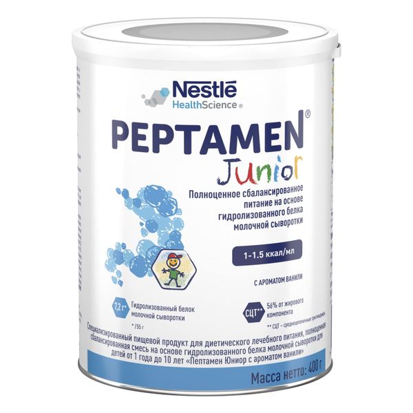 Смесь сухая вкус ванили для детей от 1 до 10 лет Юниор Peptamen/Пептамен банка 400г