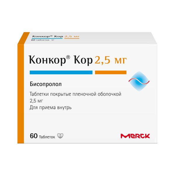Конкор Кор таблетки п/о плен. 2,5мг 60шт