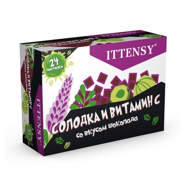 Солодка с витамином С вкус шоколад Ittensy/Иттенси пастилки для рассасывания 2,5г 24шт фото №2