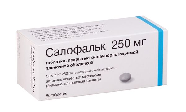 Салофальк таблетки п/о плен. кишечнораств. 250мг 50шт