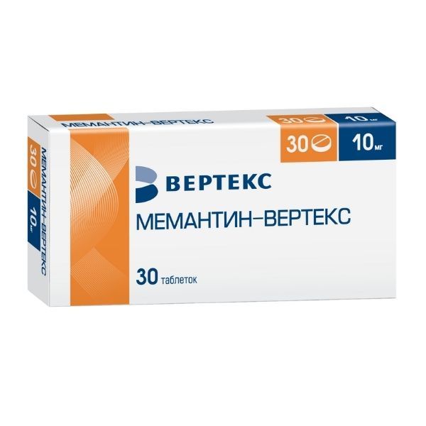 Мемантин-Вертекс таблетки п/о плен. 10мг 30шт Мемантин-Вертекс таблетки п/о плен. 10мг 30шт
