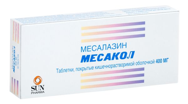 Месакол таблетки кишечнорастворимые п/о плен. 400мг 50шт