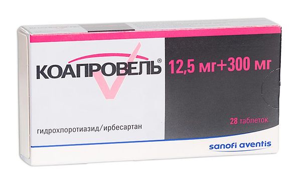Коапровель таблетки п/о плен. 300мг+12,5мг 28шт