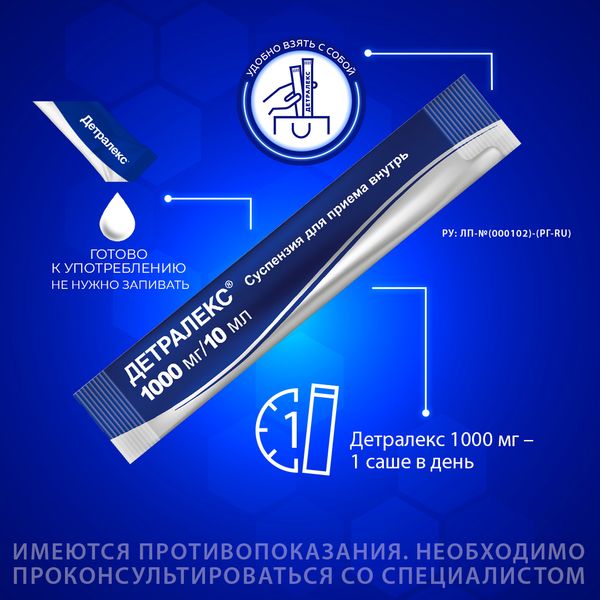 Детралекс сусп. для внутр. прим. 1000мг/10мл 30шт фото №2