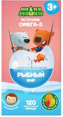 Рыбный жир детский фруктово-ягодный микс Ми-ми-мишки капсулы жевательные 400мг 120шт Рыбный жир детский фруктово-ягодный микс Ми-ми-мишки капсулы жевательные 400мг 120шт
