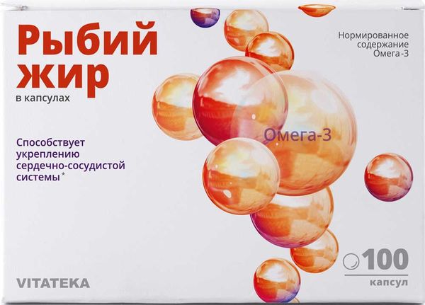 Рыбий жир Vitateka/Витатека капсулы 370мг 100шт Рыбий жир Vitateka/Витатека капсулы 370мг 100шт