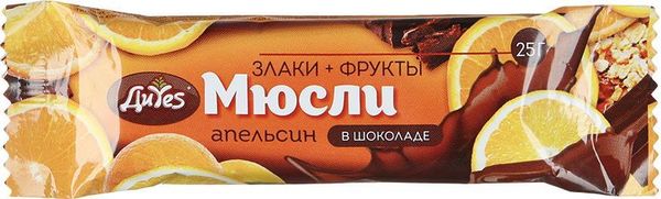 Батончик-мюсли апельсин в шоколаде с витамином С ABC Healthy Food 25г