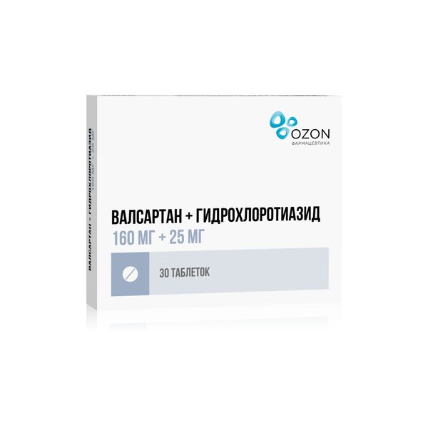 Валсартан+Гидрохлоротиазид таблетки п/о плен. 80мг+12,5мг 30шт
