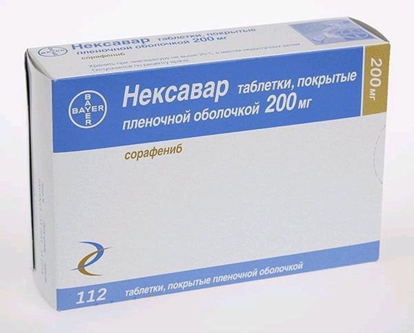 Нексавар таблетки п/о плен. 200мг 112шт