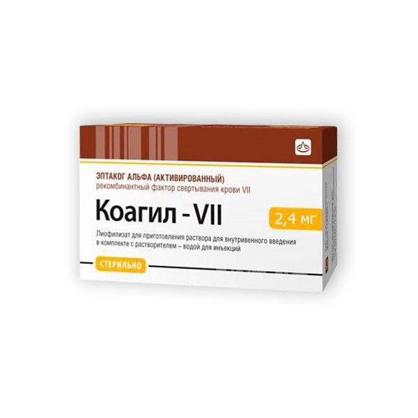 Коагил-VII лиофилизат для приг. раствора для в/в введ. 2,4мг+Вода для инъекций фл. 5мл