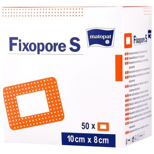 Повязка стерильная с впитывающей прокладкой Fixsopore S Matopat/Матопат 10х8см 50шт