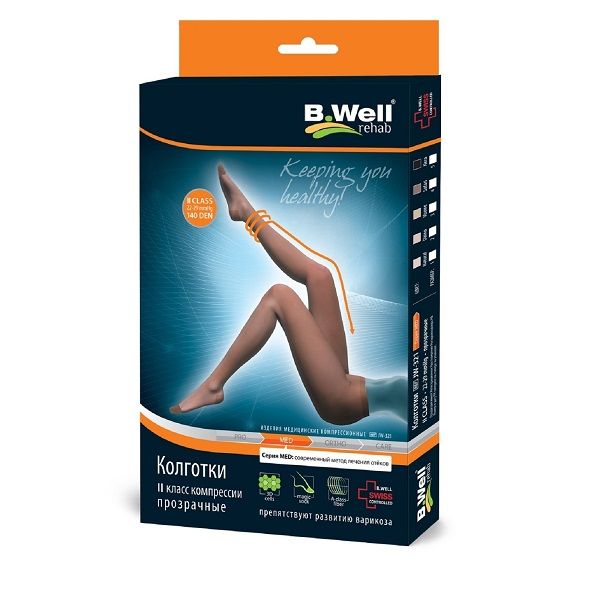 Колготы компрессионные 2 класс JW-321 Med прозрачные телесные B.Well/Би Велл р.2