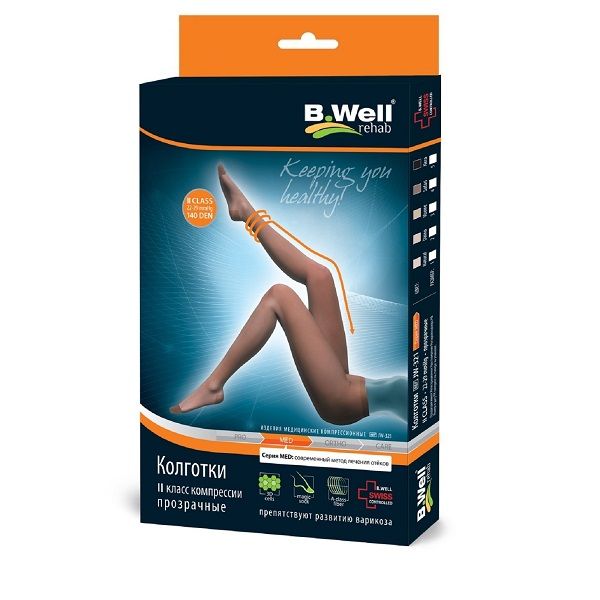 Колготы компрессионные 2 класс JW-321 Med прозрачные телесные B.Well/Би Велл р.3