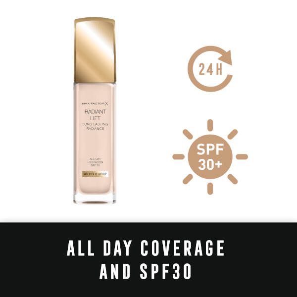 Основа тональная Max Factor Radiant Lift Long Lasting Radiance Light ivory тон 40 фото №8