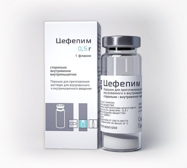 Цефепим порошок для приг. раствора для в/в и в/м введ. 500мг