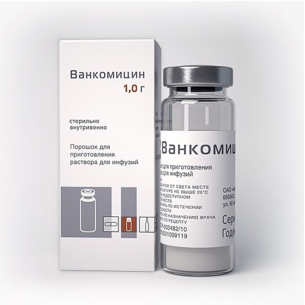 Ванкомицин порошок для приг. раствора для инфузий и для приема внутрь фл. 1000мг Ванкомицин порошок для приг. раствора для инфузий и для приема внутрь фл. 1000мг
