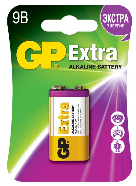 Батарейка алкалиновая 1604AX 9V Extra GP/ДжиПи
