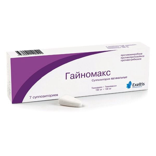 Гайномакс суппозитории вагинальные 150мг+100мг 7шт