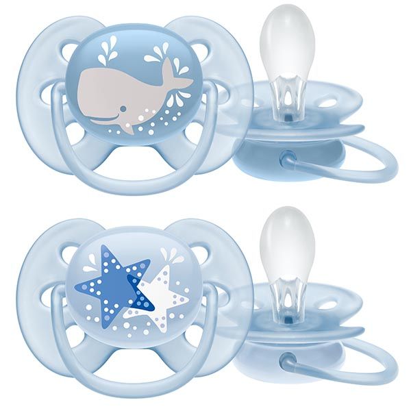 Пустышка силиконовая ортодонтическая с футляром 6-18 мес. Ultra Soft Philips Avent 2шт (SCF223/03)