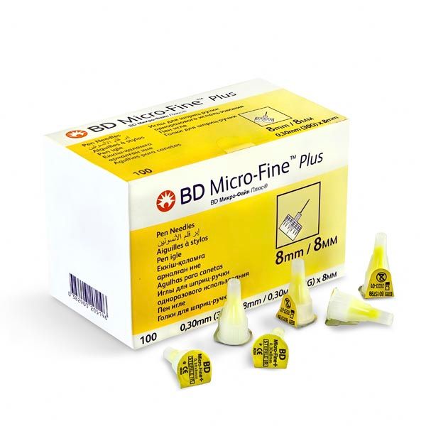 Иглы для шприц-ручки одноразовые Micro-Fine Plus BD/БиДи 0,3х8мм 100шт (320519)