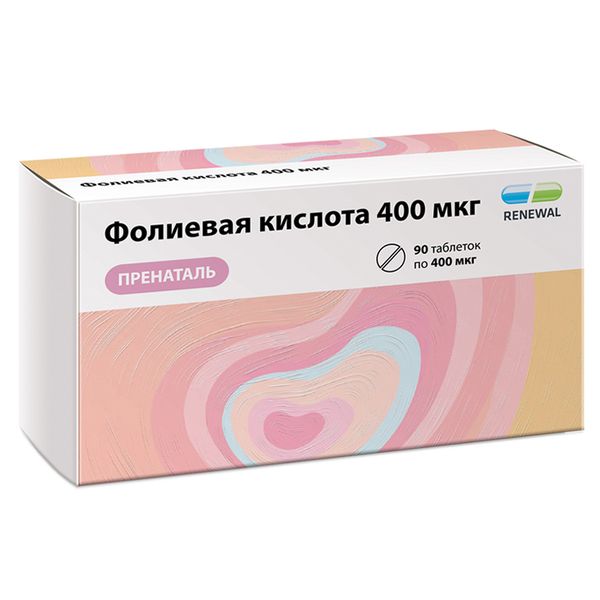 Фолиевая кислота Пренаталь Renewal/Реневал таблетки 400мкг 90шт
