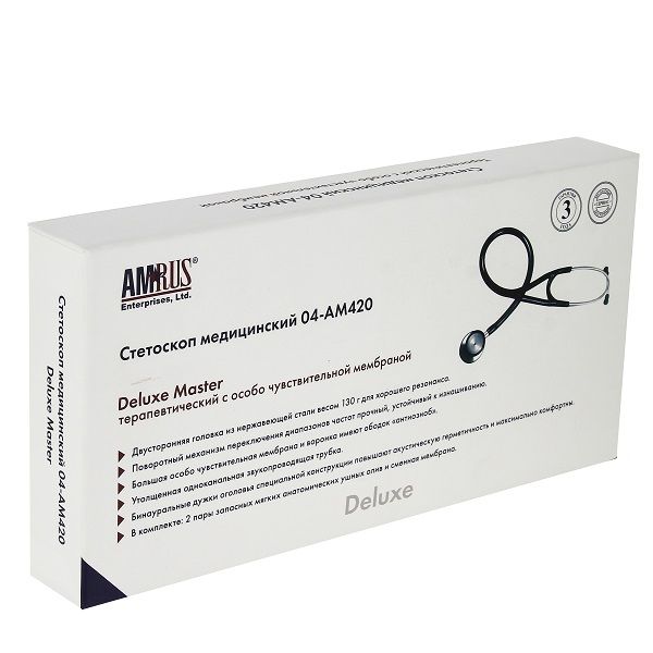 Стетоскоп терапевтический зеленый 04-АМ420 Deluxe Master Amrus/Амрус фото №5