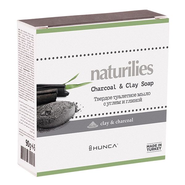 Мыло твердое туалетное с углем и глиной hunca naturilies 90 г