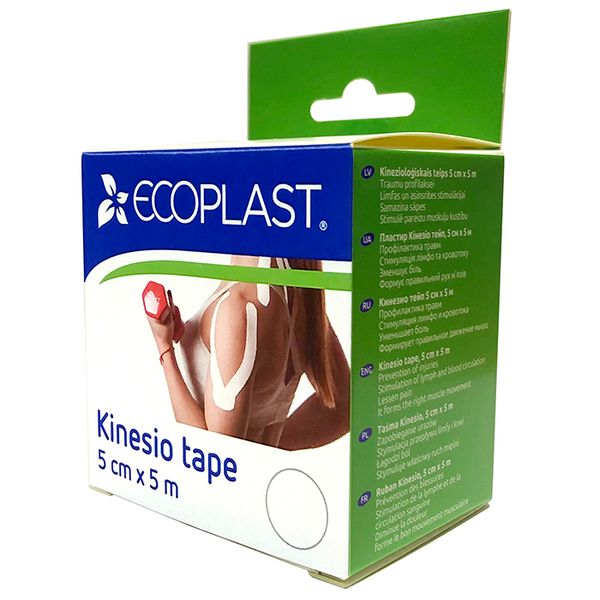 Тейп кинезио белый Ecoplast/Экопласт 5см х 5м фото №2
