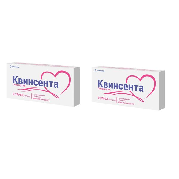 2Х Квинсента раствор для п/к введ. шприц-ручка 0,25/0,5мг/доза 1,5мл+Игла 6шт