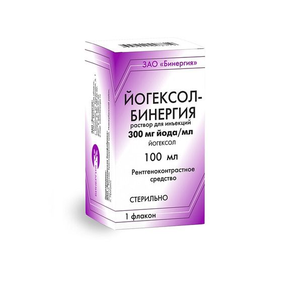 Йогексол-Бинергия раствор для инъекций 300мг йода/мл 100мл 