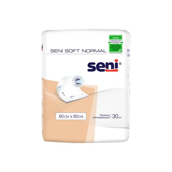 Пеленки впитывающие одноразовые Soft Normal Seni/Сени 60x60cм 30шт Пеленки впитывающие одноразовые Soft Normal Seni/Сени 60x60cм 30шт