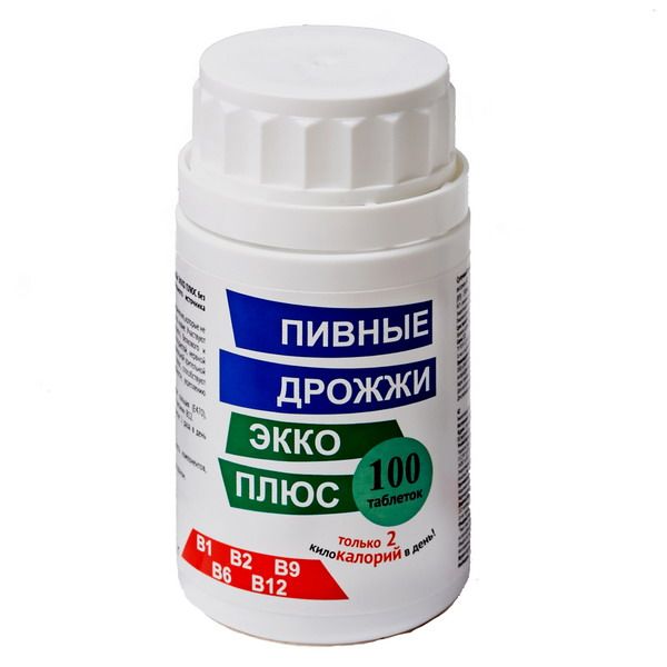 Пивные дрожжи Экко Плюс таблетки 100шт Пивные дрожжи Экко Плюс таблетки 100шт